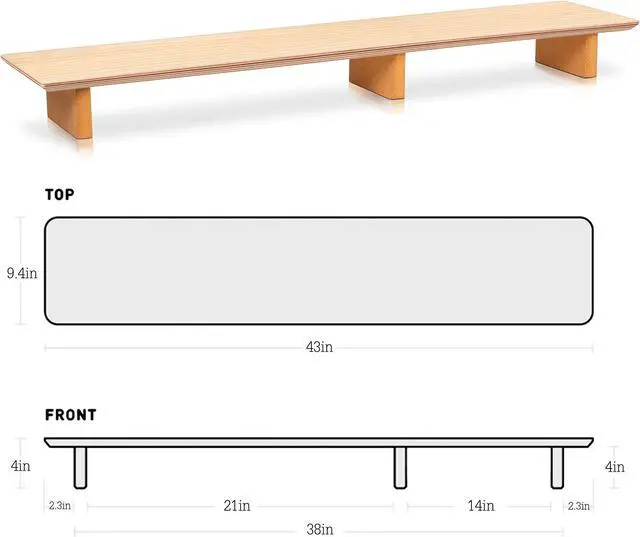 Alt view image 5 of 5 - Leather Desk Pad& Monitor Stand
