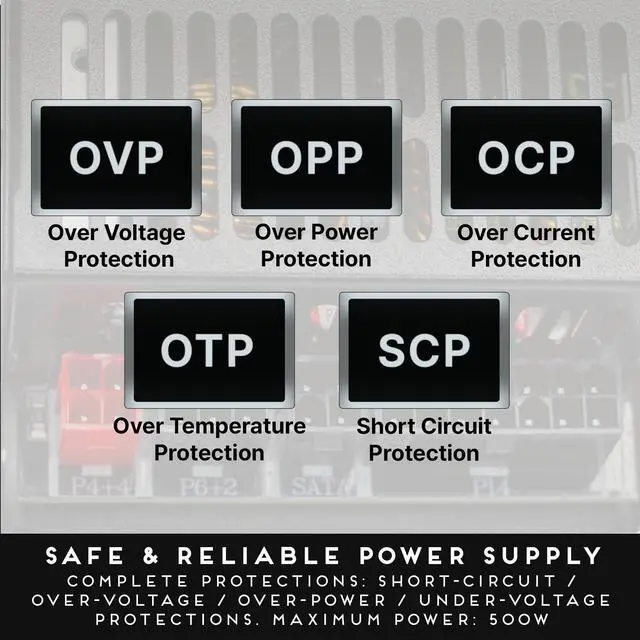 Alt view image 4 of 5 - Apevia ITX-PFC500W Mini ITX/Flex ATX / 1U 500W Fully Modular Power Supply, Full Range Active PFC 90-264V, AC for POS AIO System Desktop Gaming Server Small Form Factor (Flex ITX) Computer PSU