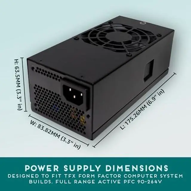 Alt view image 3 of 5 - Apevia TFX-PFC500W TFX 500W Fixed Cables, Full Range Active PFC Computer Power Supply