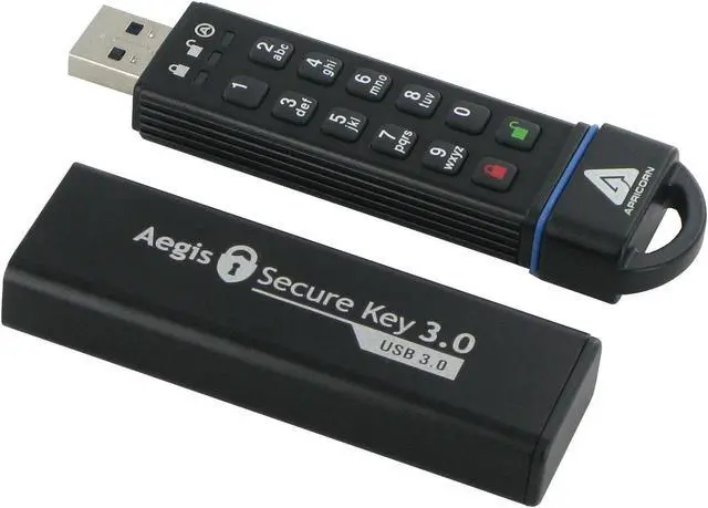 Alt view image 3 of 5 - Apricorn 120GB Aegis Secure Key FIPS 140-2 Level 3 Validated 256-bit Encryption USB 3.0 Flash Drive (ASK3-120GB)