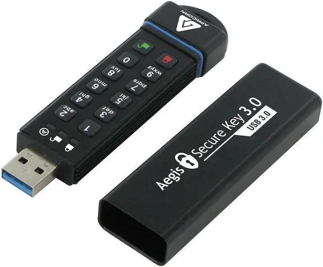 Alt view image 5 of 5 - Apricorn 120GB Aegis Secure Key FIPS 140-2 Level 3 Validated 256-bit Encryption USB 3.0 Flash Drive (ASK3-120GB)