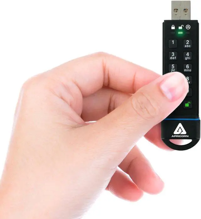 Alt view image 4 of 5 - Apricorn 120GB Aegis Secure Key FIPS 140-2 Level 3 Validated 256-bit Encryption USB 3.0 Flash Drive (ASK3-120GB)