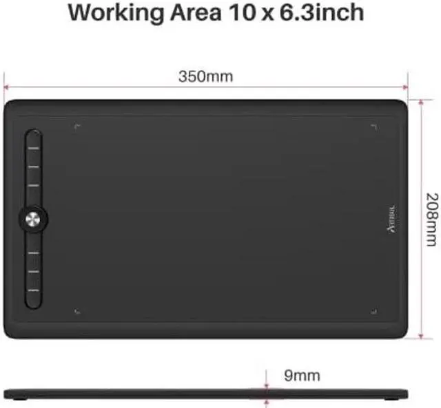 Alt view image 3 of 5 - Artisul M0610 Pro Graphics Drawing Tablet 10x6inch Drawing Tablet with 8192 Levels Pressure Battery-Free Stylus 8 Customized Hot Keys, Digital Art Tablet Compatible with Mac Windows PC and Android