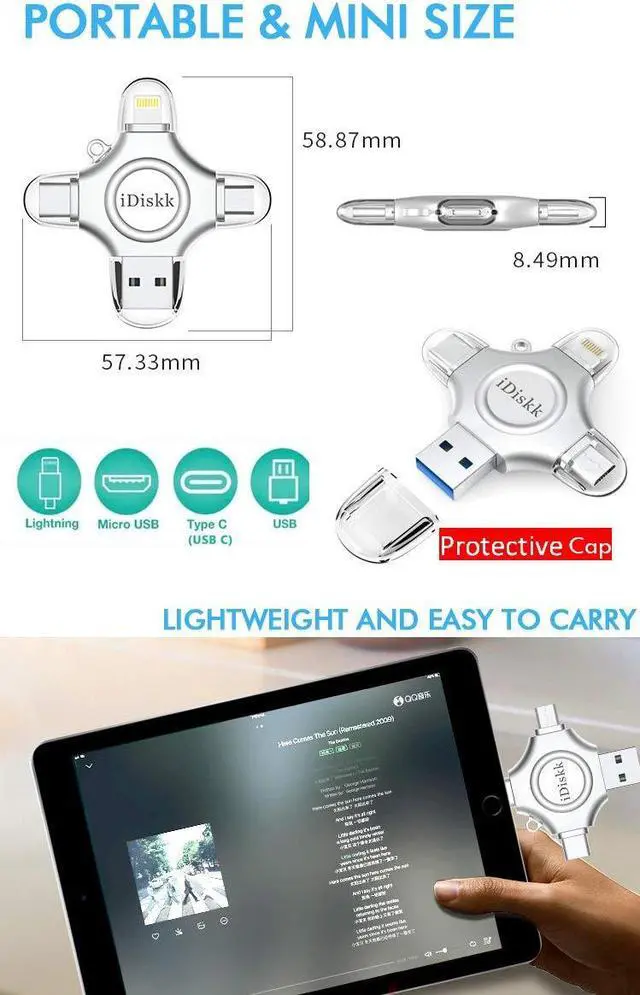 Alt view image 5 of 5 - iDiskk MFI Certified 256GB Photo Stick for iPhone USB C iPad Pro Android Samsung Flash Drive for iPhone 15/14/13/12/12 pro/12 mini/11/11/Pro/6/7/8/XR/X/XS MAX,iPad pro USB Storage for PC,MacBook