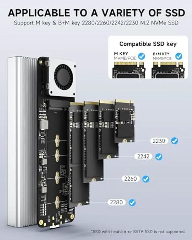 Alt view image 2 of 5 - iDiskk Professional 40Gbps M.2 NVMe SSD Enclosure for M1 M2 Pro/Max,External SSD Aluminum Alloy Enclosure Compatible with Thunderbolt 3/4 USB 3.2/3.1/3.0/Type C,Support Up to 8TB Size 2280 M&B+M-Key
