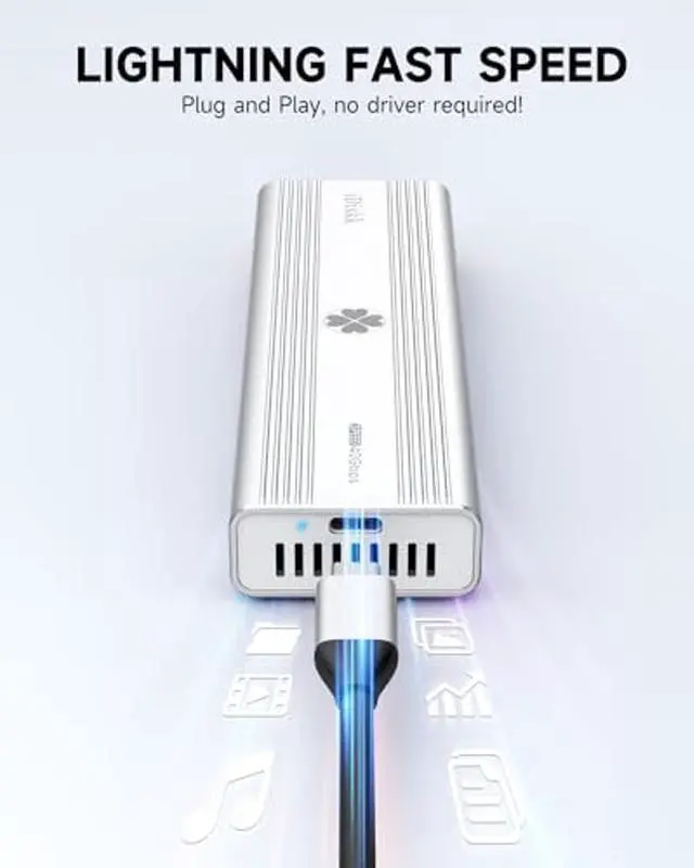 Alt view image 3 of 5 - iDiskk Professional 40Gbps M.2 NVMe SSD Enclosure for M1 M2 Pro/Max,External SSD Aluminum Alloy Enclosure Compatible with Thunderbolt 3/4 USB 3.2/3.1/3.0/Type C,Support Up to 8TB Size 2280 M&B+M-Key
