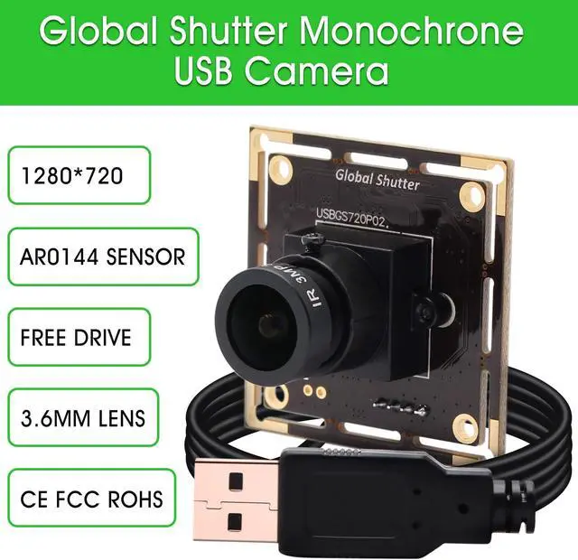 Alt view image 2 of 5 - IFWATER 60fps Global Shutter USB Camera Module,720P USB Camera with AR0144 Sensor,Tiny USB Cameras with 3.6MM M12 Lens Industrial UVC Web Cameras Plug and Play for Windows/MAC/Linux/Raspberry Pi