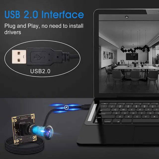 Alt view image 3 of 5 - IFWATER 60fps Global Shutter USB Camera Module,720P USB Camera with AR0144 Sensor,Tiny USB Cameras with 3.6MM M12 Lens Industrial UVC Web Cameras Plug and Play for Windows/MAC/Linux/Raspberry Pi