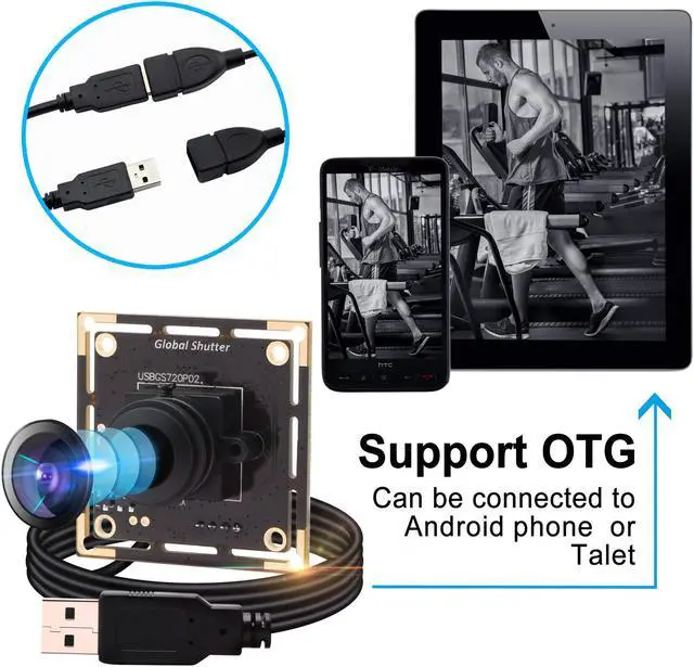 Alt view image 3 of 5 - Global Shutter USB Fisheye Camera Module Wide Angle 720P 60FPS USB Webcam Board for Computer Mini UVC USB2.0 PC Camera High Speed USB with Camera HD Video Industrial Lightburn Camera for Laptop