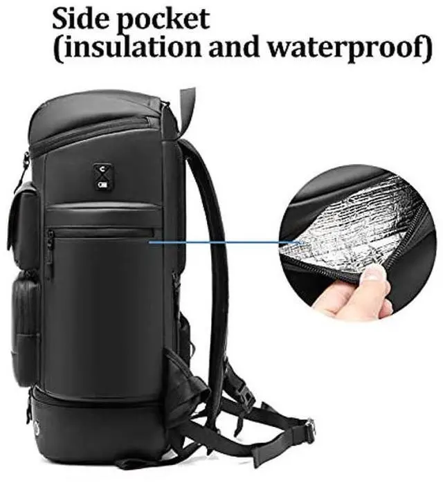 Alt view image 3 of 5 - Men large capacity travel backpack,50L waterproof hiking trekking Backpack With separate shoe bag,Business work Laptop Backpack
