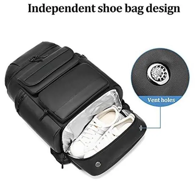 Alt view image 4 of 5 - Men large capacity travel backpack,50L waterproof hiking trekking Backpack With separate shoe bag,Business work Laptop Backpack