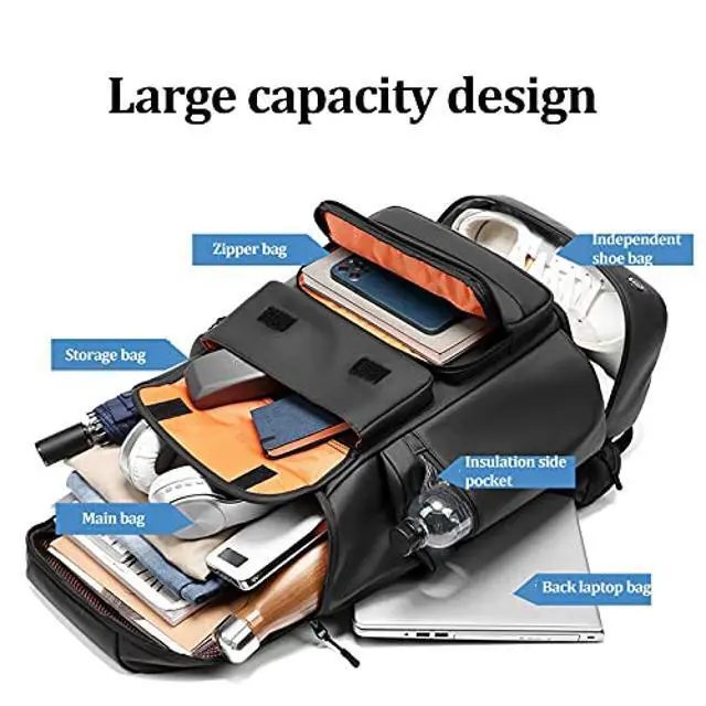 Alt view image 5 of 5 - Men large capacity travel backpack,50L waterproof hiking trekking Backpack With separate shoe bag,Business work Laptop Backpack