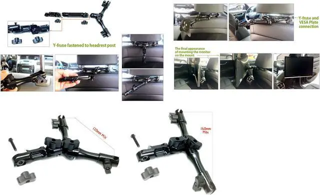 Alt view image 3 of 5 - All Sturdy Aluminum Alloy Metal Short Length Type TV/Monitor headrest Mount Bracket with a Steel Plate That has 75 & 100mm VESA Standard Holes