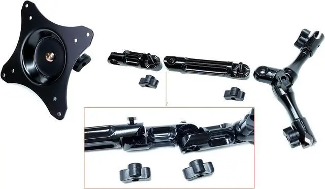 Alt view image 4 of 5 - All Sturdy Aluminum Alloy Metal Short Length Type TV/Monitor headrest Mount Bracket with a Steel Plate That has 75 & 100mm VESA Standard Holes