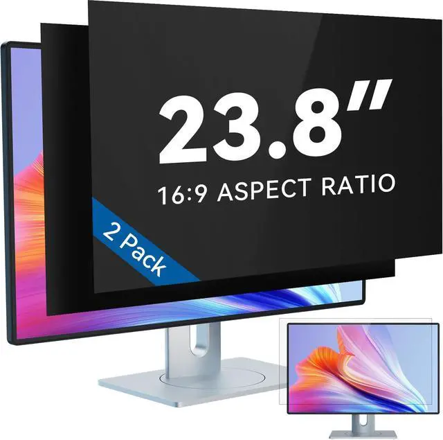 Main image of IPROKKO [2-Pack] 23.8 Inch Computer Privacy Screen Filter for 16:9 Widescreen Monitor, Removable 23.8in Anti Blue Light Glare Privacy Shield, Anti Spy Security Protector for Hp Dell Asus Acer Samsung