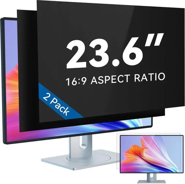 Main image of IPROKKO [2-Pack] 23.6 Inch Computer Privacy Screen Filter for 16:9 Widescreen Monitor, Removable 23.6in Anti Blue Light Glare Privacy Shield, Anti Spy Security Protector for Hp Dell Asus Acer Samsung