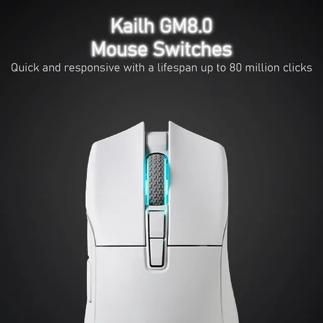 Alt view image 5 of 5 - iRocks IRM31R RGB Backlight, Wireless Lightweight Gaming Mouse, Tri-Mode Connection, Kailh GM8.0 Mouse Switches, Advanced PixArt PAW3395 Optical Sensor, Resolution Up to 26,000 DPI - White