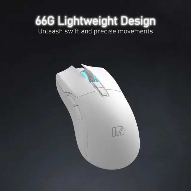 Alt view image 3 of 5 - iRocks IRM31R RGB Backlight, Wireless Lightweight Gaming Mouse, Tri-Mode Connection, Kailh GM8.0 Mouse Switches, Advanced PixArt PAW3395 Optical Sensor, Resolution Up to 26,000 DPI - White