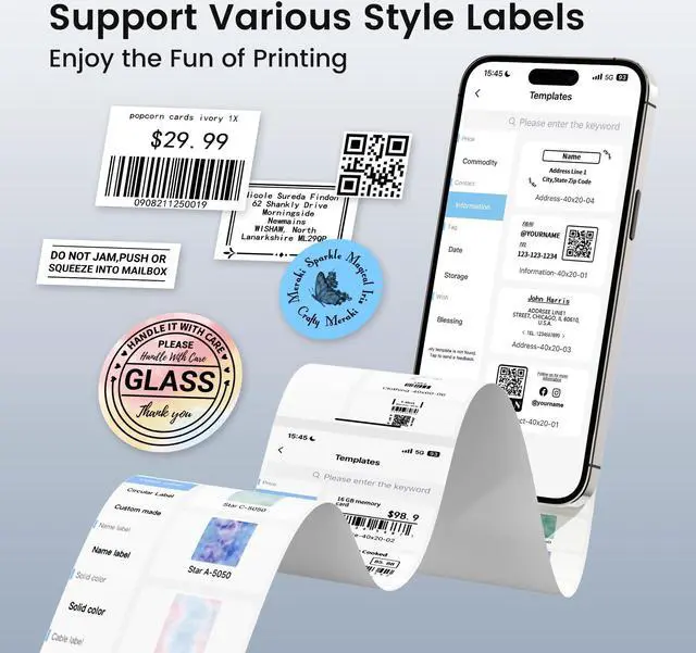Alt view image 4 of 5 - ItriAce M220 Label Maker, Bluetooth Sticker Printer Support Printing 0.78-3.14 inch, Thermal Printer for Small Business, Home & Office, Label Maker Machine with Tape Compatible with Smartphone and PC