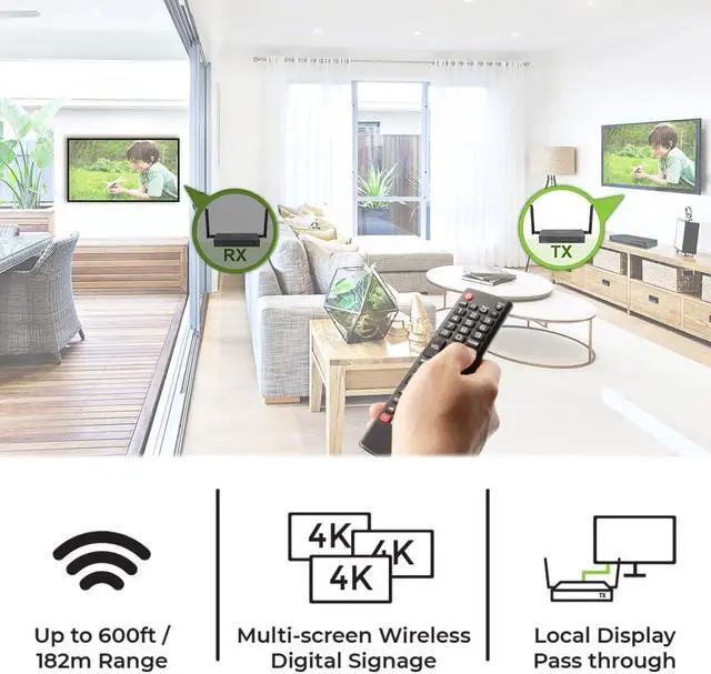Alt view image 3 of 5 - IOGEAR Long Range Wireless Switch/Splitter Transmitter for GWLRSSKIT4K Kit, HDMI UHD 4K@60Hz Support, Up to 600 ft/182 m with IR, RS-232 and Keyboard Mouse Extender, Transmitter only (GWLRSSKIT4KTX)