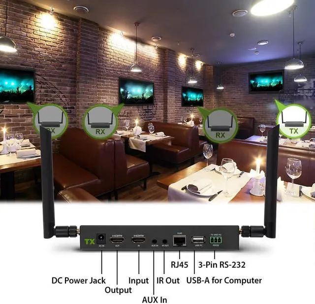 Alt view image 4 of 5 - IOGEAR Long Range Wireless Switch/Splitter Transmitter for GWLRSSKIT4K Kit, HDMI UHD 4K@60Hz Support, Up to 600 ft/182 m with IR, RS-232 and Keyboard Mouse Extender, Transmitter only (GWLRSSKIT4KTX)