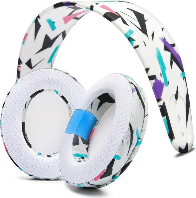 Main image of WC Earpad and Upgraded Silicone Headband Combo for Arctis Nova Headphones | Cooling Gel Earpads & Matching Design Headband for Epic Gaming | 90's White
