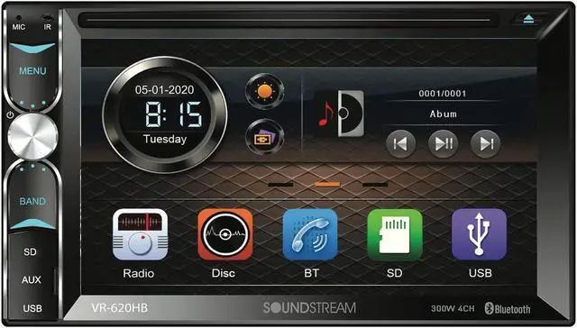 Main image of Soundstream VR-620HB VR-620HB 6.2-Inch Double-DIN DVD Head Unit with Bluetooth and Android MHL PhoneLink