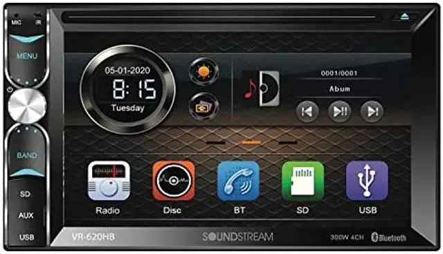Alt view image 4 of 4 - Soundstream VR-620HB VR-620HB 6.2-Inch Double-DIN DVD Head Unit with Bluetooth and Android MHL PhoneLink