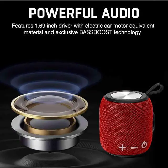 Alt view image 2 of 5 - UrbanX Bluetooth Speaker: Powerful Stereo Sound, IPX7 Waterproof, True Wireless Stereo Pairing, Portable Design, Latest Bluetooth V5.2 - Perfect for Beach, Outdoor, Home, Parties- Red
