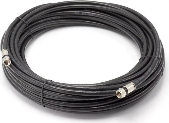Main image of THE CIMPLE CO 125' Feet, Black RG6 Coaxial Cable with Weather Proof Connectors, F81 / RF, Digital Coax - AV, Cable TV, Antenna, and Satellite, CL2 Rated