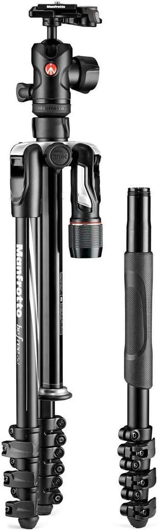 Alt view image 3 of 5 - Manfrotto MKBFRLA4B-BHM Befree Advanced 2N1 Travel Tripod with Monopod, Lever Lock, Tripod Bag, Plate and Ball Head Included for Canon, Nikon, Sony, DSLR, CSC, Mirrorless, Up to 9kg, Aluminium