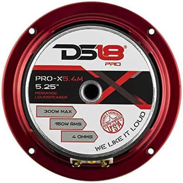 Alt view image 5 of 5 - DS18 PRO-X5.4M Loudspeaker - 5.25", Midrange, Red Aluminum Bullet, 300W Max, 150W RMS, 4 Ohms - Premium Quality Audio Door Speakers for Car or Truck Stereo Sound System (1 Speaker)