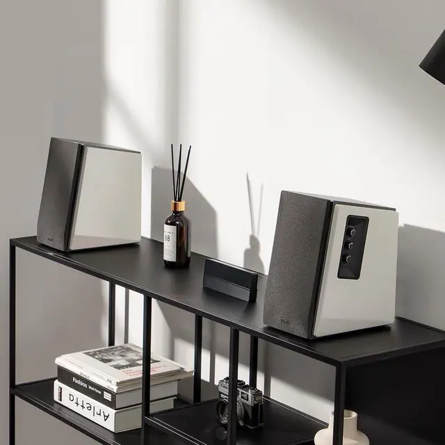 Alt view image 5 of 5 - Edifier R1700BT Bluetooth Bookshelf Speakers - Active Near-Field Studio Monitors - Powered Speakers 2.0 Setup Wooden Enclosure - 66w RMS -White