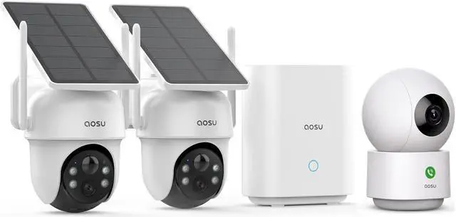 Main image of AOSU Security Cameras Outdoor Wireless, 2 Cam-Kit, No Subscription 2K Security Camera Indoor, Baby Monitor Pet Camera 360-Degree for Home Security