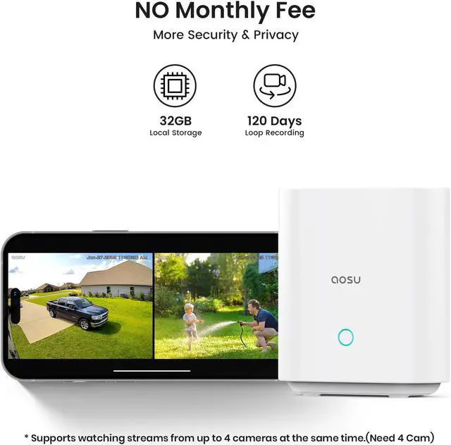 Alt view image 2 of 5 - AOSU Security Cameras Outdoor Wireless, 2 Cam-Kit, No Subscription 2K Security Camera Indoor, Baby Monitor Pet Camera 360-Degree for Home Security