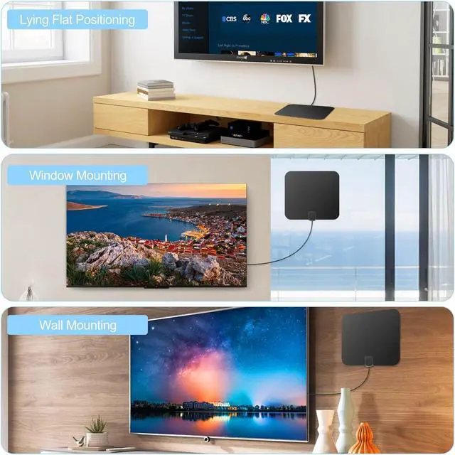 Alt view image 5 of 5 - Amplified HD Digital TV Antenna Long 250+ Miles Range - Support 1080p for VIZIO Tv Model V505-G9 - Indoor Smart Switch Amplifier Signal Booster - Extra Long HDTV Cable/AC Adapter