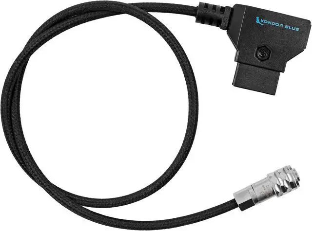 Main image of KONDOR BLUE 20" D-Tap/P-Tap to 2-Pin Weipu Style Braided Power Supply Cable | Compatible with many DC plug battery options including BMPCC 4K/6K, The Sony NP series, and MOZA Air 2 | Black