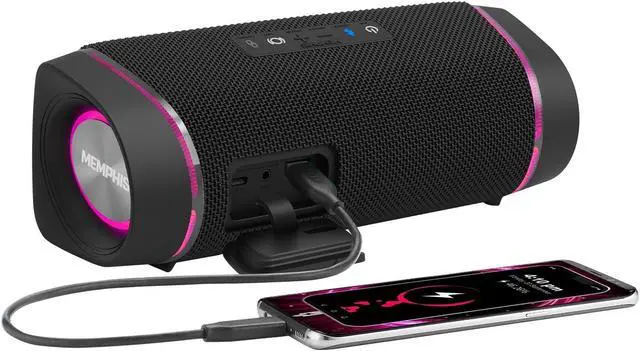 Alt view image 2 of 2 - Memphis MFLOWBTK Flow - Wireless Bluetooth & Aux Speaker, IPX7 Water Resistance, Black