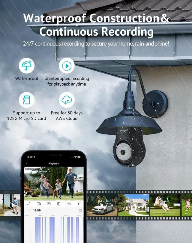 Alt view image 2 of 5 - LaView 4MP Bulb Security Camera 2.4GHz,360deg 2K Security Cameras Wireless Outdoor Indoor Full Color Day and Night, Motion Detection, Audible Alarm, Easy Installation, Compatible with Alexa (2 Pack)