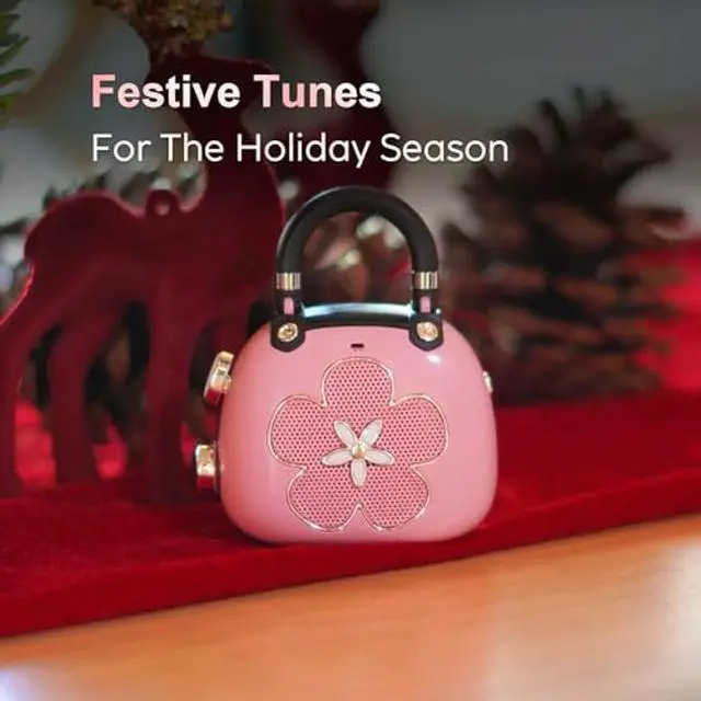 Alt view image 3 of 5 - DOSS Candy Cute Bluetooth Speaker, Mini Portable Speaker with Mighty Sound, Retro Stylish Design, Adorable Speaker for Room, Desk Decoration, Xmas Gift for Kids, Girls, Women-Pink