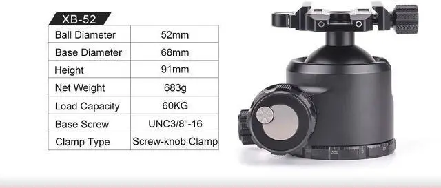 Alt view image 3 of 5 - SUNWAYFOTO Tripod Ball Head XB 52 Low Profile Tilt Black