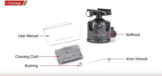 Alt view image 5 of 5 - SUNWAYFOTO Tripod Ball Head XB 52 Low Profile Tilt Black