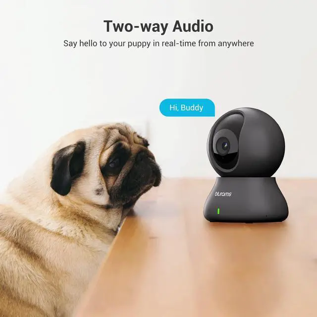 Alt view image 3 of 5 - blurams 2PC Security Camera 2K, Baby Monitor Dog Camera 360-degree for Home Security w/Smart Motion Tracking, Phone App, IR Night Vision, Siren, 2-Way Audio