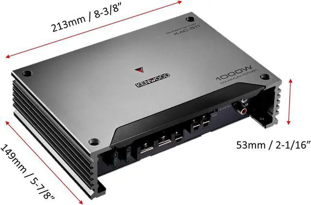 Alt view image 2 of 5 - Kenwood KAC-511 Class D Digital Mono Amplifier with Variable Low-Pass Crossover - Black