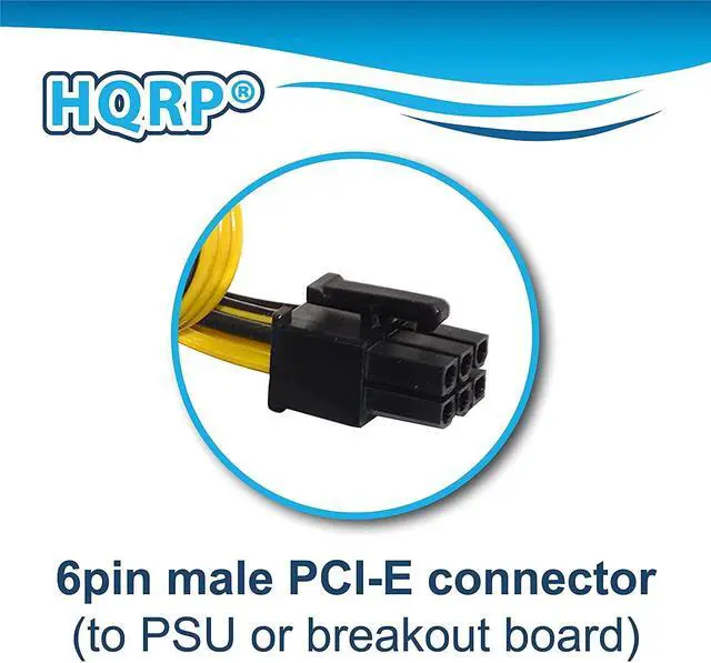 Alt view image 5 of 5 - HQRP 10-Pack 6 Pin Male to 8 Pin (6+2) Male GPU PCI-e PCIE Power Cable PCI Express Extension Cable BTC Bitcoin Mining Motherboard Graphics Video Card Splitter Hub Adapter Cable, 20-inch