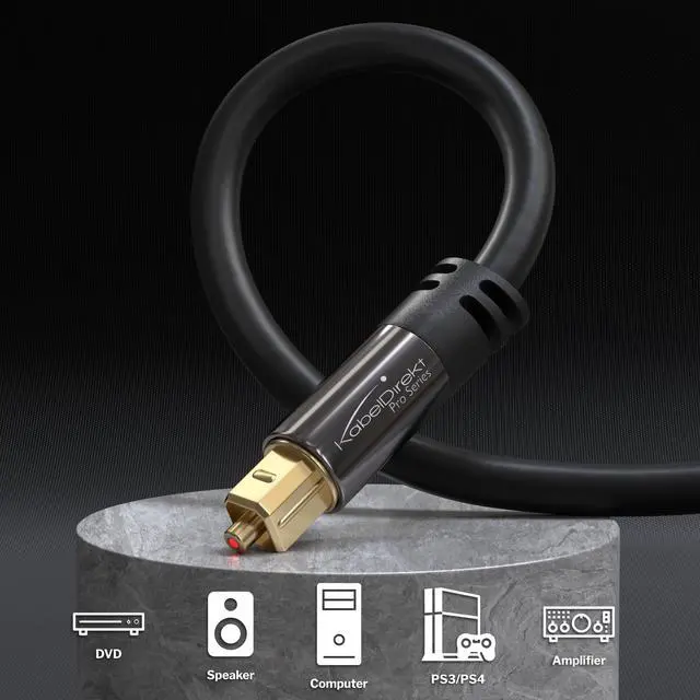 Alt view image 2 of 5 - TOSLINK cable, optical audio cable - 100 feet long fiber optic cable for soundbars (TOSLINK to TOSLINK, digital S/PDIF cable, stereo systems/amplifiers/amps, home cinema, Xbox One/PS4) - CableDirect