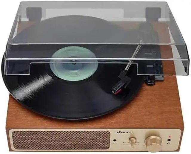 Alt view image 2 of 4 - Jensen JTA-245 Dual Bluetooth Turntable (33/45/78 RPM) Cassette Player/Speakers