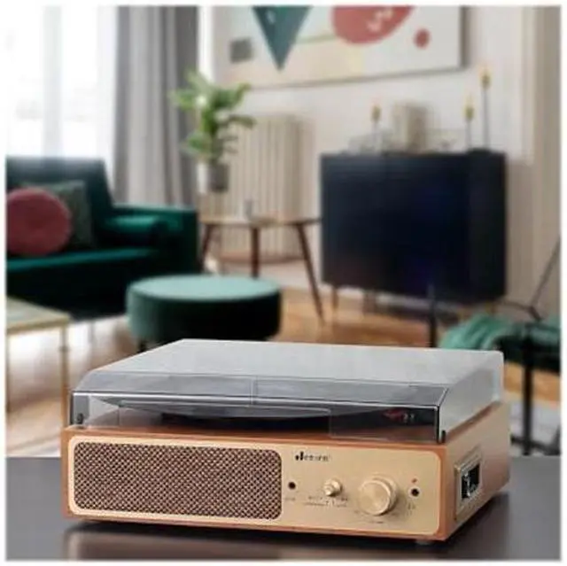 Alt view image 4 of 4 - Jensen JTA-245 Dual Bluetooth Turntable (33/45/78 RPM) Cassette Player/Speakers