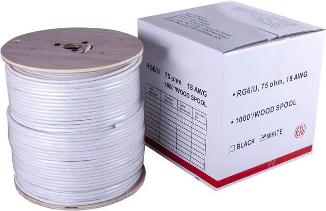 Alt view image 2 of 4 - Five Star Cable RG6 Shielded 1000 ft Coaxial Cable ETL Listed for use with Audio, Video, and CATV/MATV Antenna Transmission Cable (1000 Ft, White)