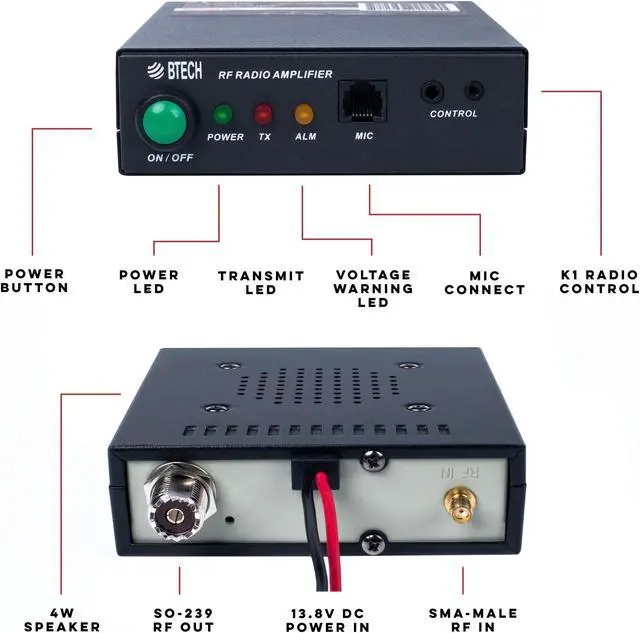 Alt view image 5 of 5 - BTECH AMP-220 Amplifier | 30-50W Power Boost for 1.25M Band | Compatible with Handheld Radios | Amplifies Analog and Digital Modes | Ideal for Mobile, Field, & Home Use